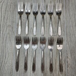Niagara Merced Silverplate‎ Salad Forks 12 Pieces Vintage Floral Pattern